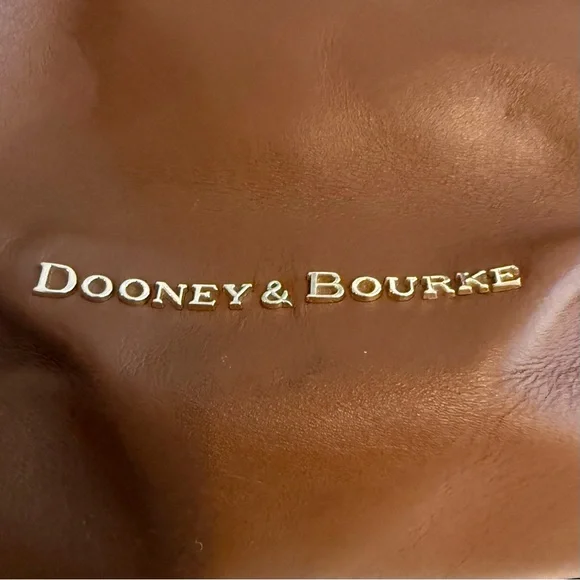 Dooney & Bourke Pebble Grain Satchel Bag in Smooth Brown Leather, Gold Accents - Picture 2 of 13